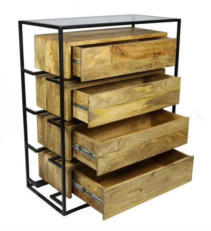 41" Natural Solid Wood Four Drawer Chest HomeRoots