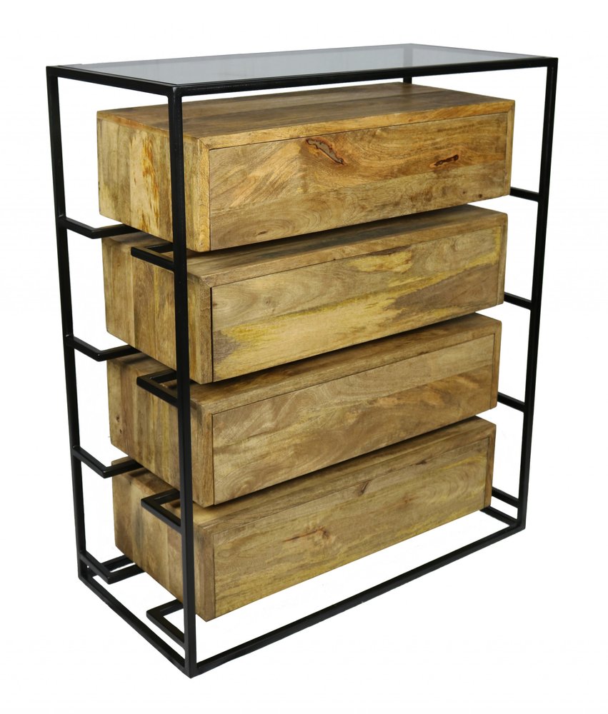 41" Natural Solid Wood Four Drawer Chest HomeRoots