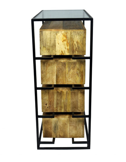 41" Natural Solid Wood Four Drawer Chest HomeRoots