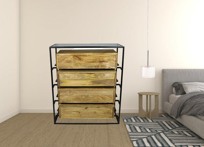 41" Natural Solid Wood Four Drawer Chest HomeRoots