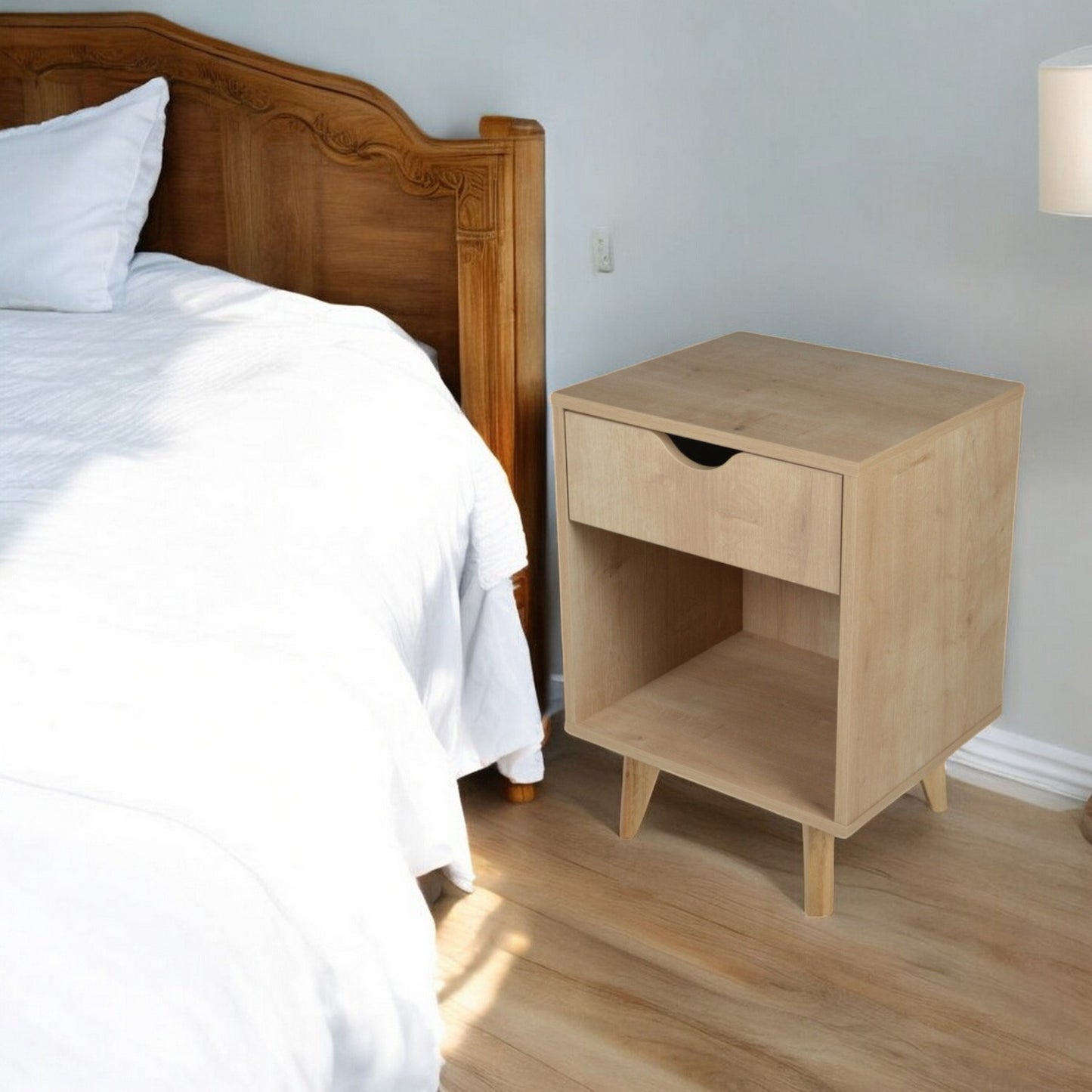 22" Natural One Drawer Nightstand