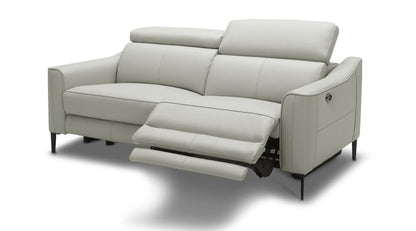 60" Gray And Black Top Grain Leather Power Reclining Loveseat HomeRoots