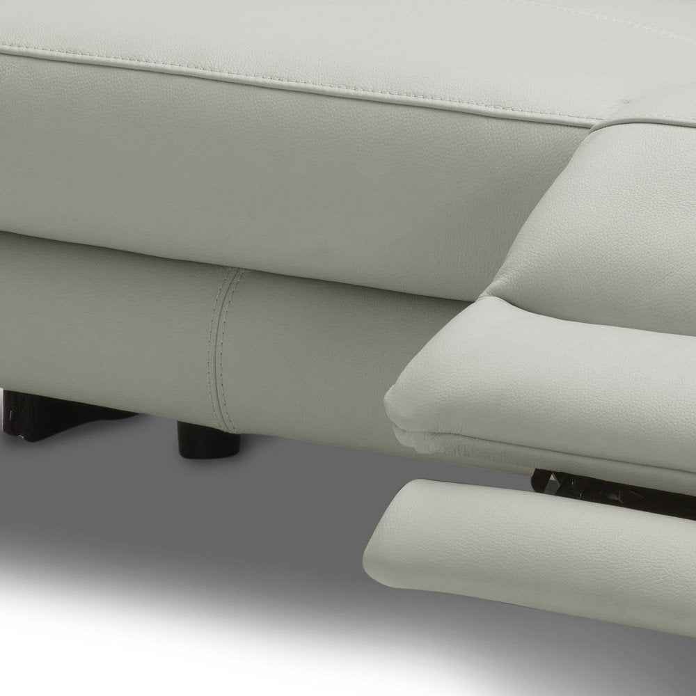 60" Gray And Black Top Grain Leather Power Reclining Loveseat HomeRoots