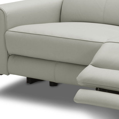 60" Gray And Black Top Grain Leather Power Reclining Loveseat HomeRoots