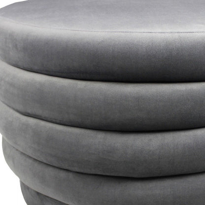 31" Gray Velvet Tufted Round Cocktail Ottoman HomeRoots