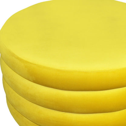31" Yellow Velvet Tufted Round Cocktail Ottoman HomeRoots