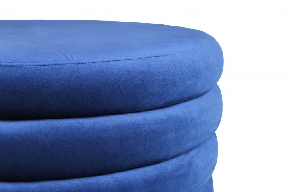 31" Blue Velvet Tufted Round Cocktail Ottoman HomeRoots