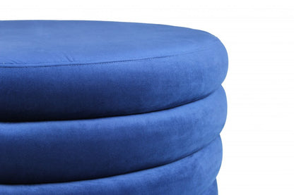 31" Blue Velvet Tufted Round Cocktail Ottoman HomeRoots