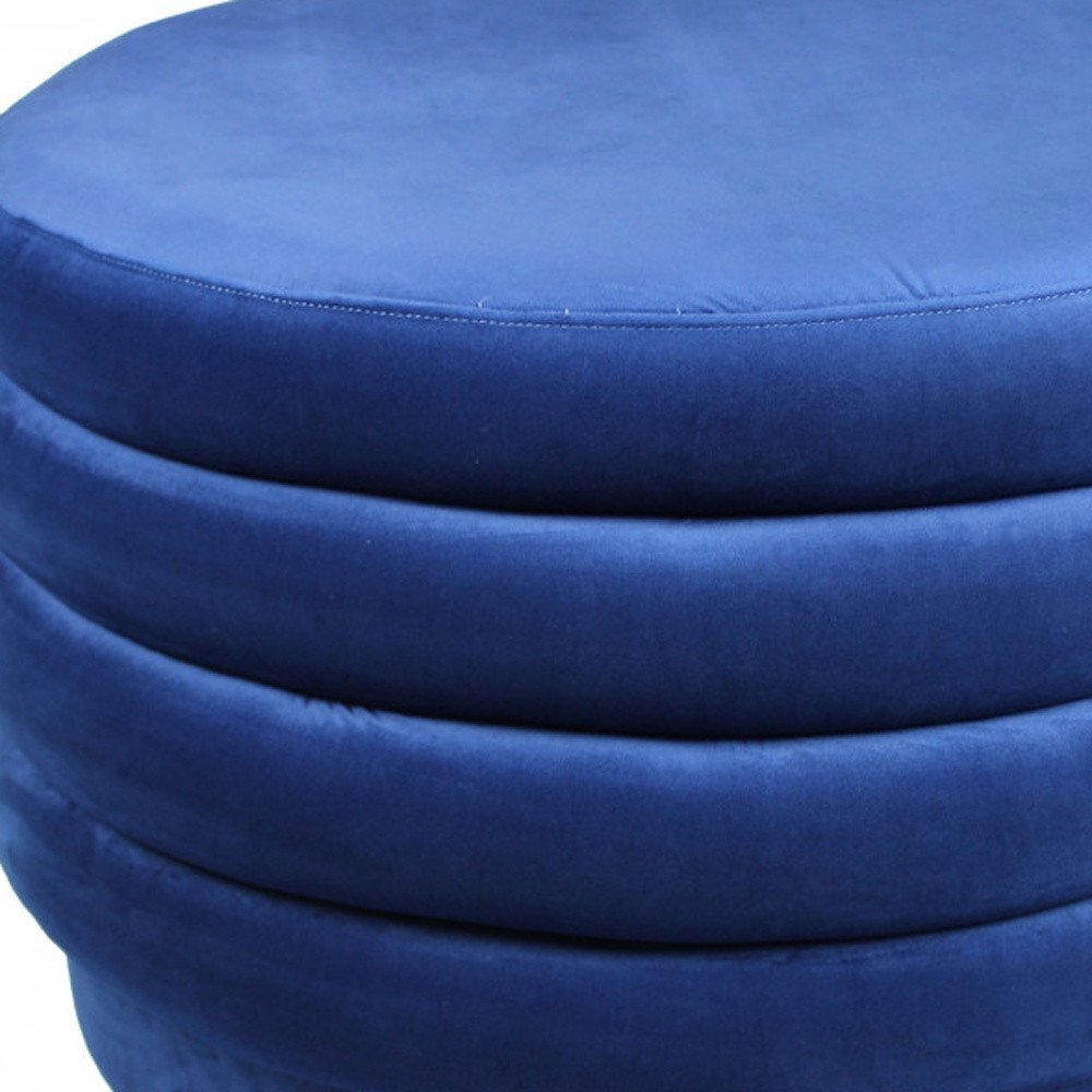 31" Blue Velvet Tufted Round Cocktail Ottoman HomeRoots