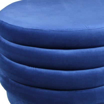 31" Blue Velvet Tufted Round Cocktail Ottoman HomeRoots