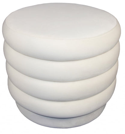 21" White Velvet Tufted Round Cocktail Ottoman HomeRoots
