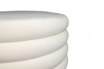 21" White Velvet Tufted Round Cocktail Ottoman HomeRoots