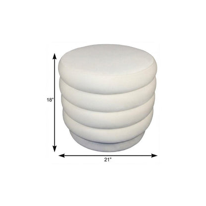 21" White Velvet Tufted Round Cocktail Ottoman HomeRoots