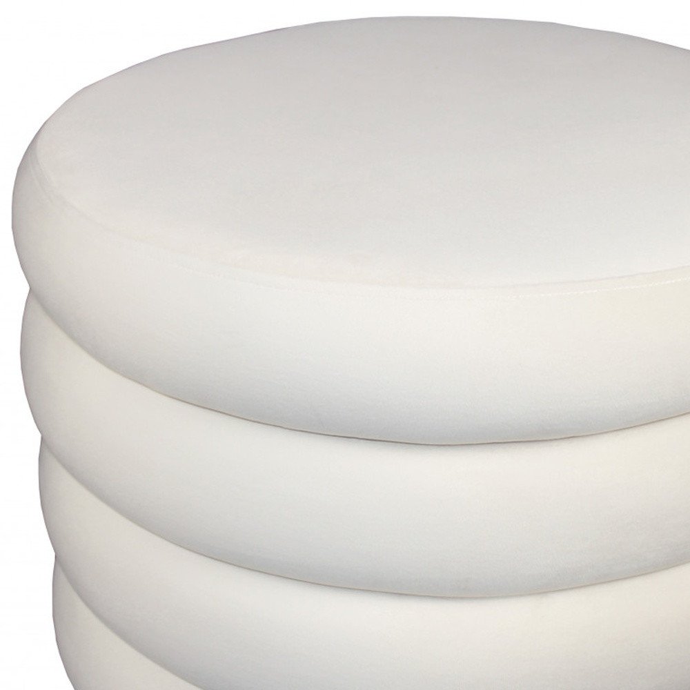 21" White Velvet Tufted Round Cocktail Ottoman HomeRoots