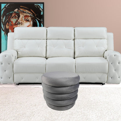 21" Gray Velvet Tufted Round Cocktail Ottoman HomeRoots