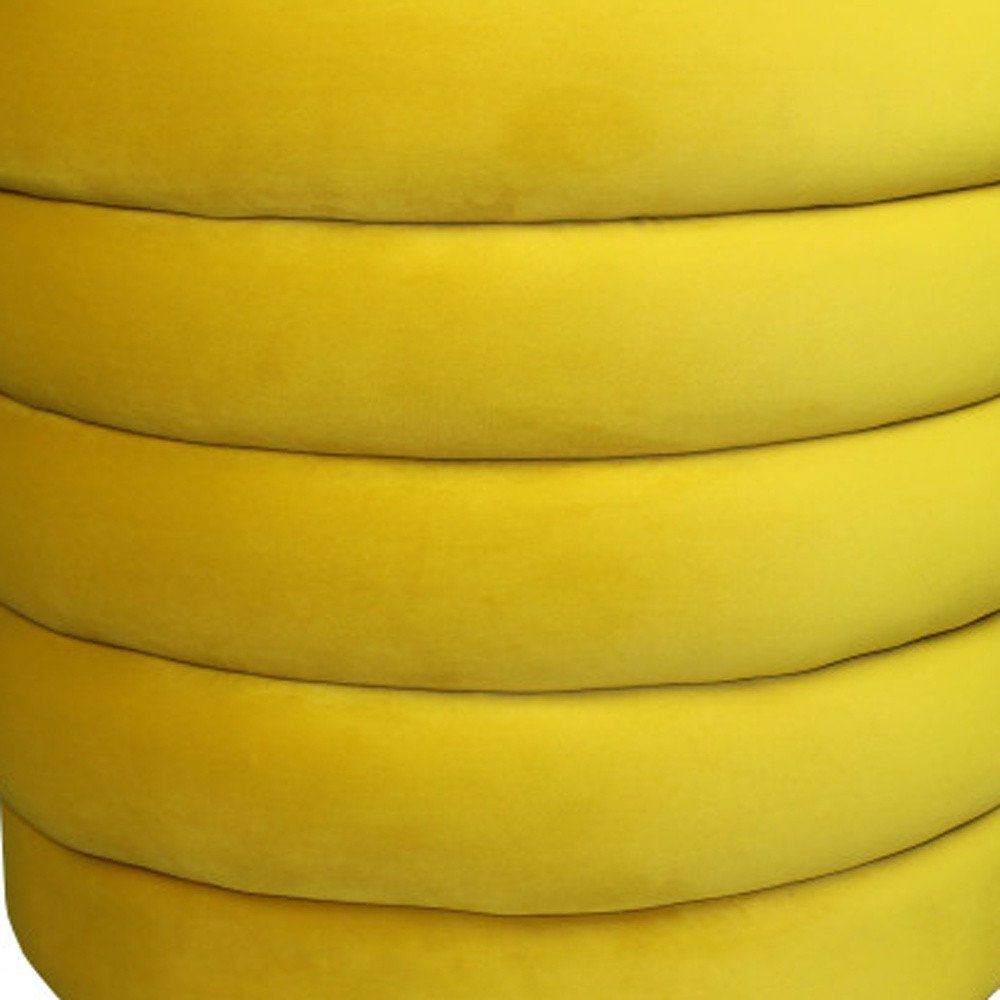 21" Yellow Velvet Tufted Round Cocktail Ottoman — view 3