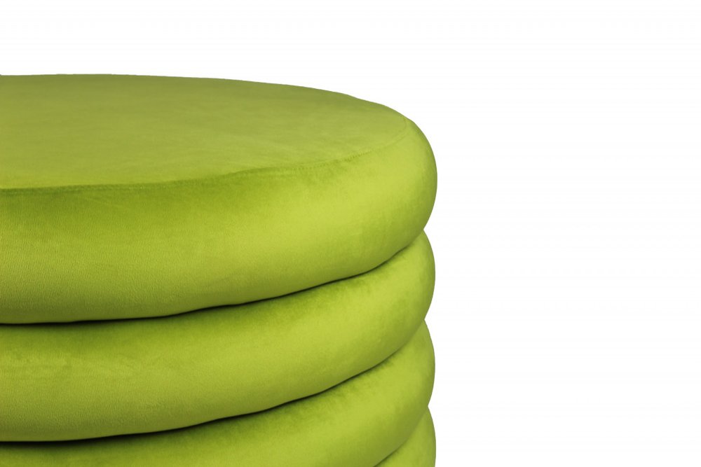 21" Green Velvet Tufted Round Cocktail Ottoman — view 2