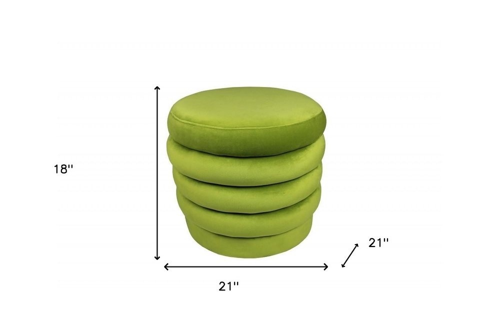 21" Green Velvet Tufted Round Cocktail Ottoman HomeRoots