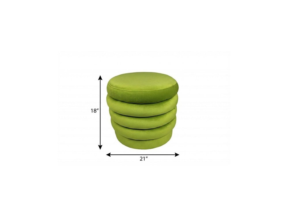 21" Green Velvet Tufted Round Cocktail Ottoman HomeRoots