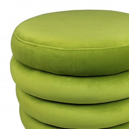 21" Green Velvet Tufted Round Cocktail Ottoman HomeRoots