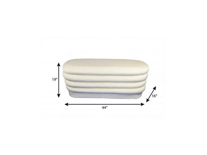 44" White Velvet Tufted Oval Ottoman HomeRoots