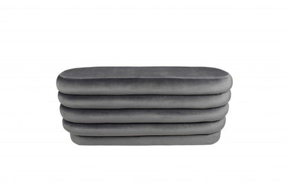 44" Gray Velvet Tufted Oval Ottoman HomeRoots