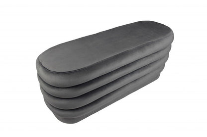 44" Gray Velvet Tufted Oval Ottoman HomeRoots