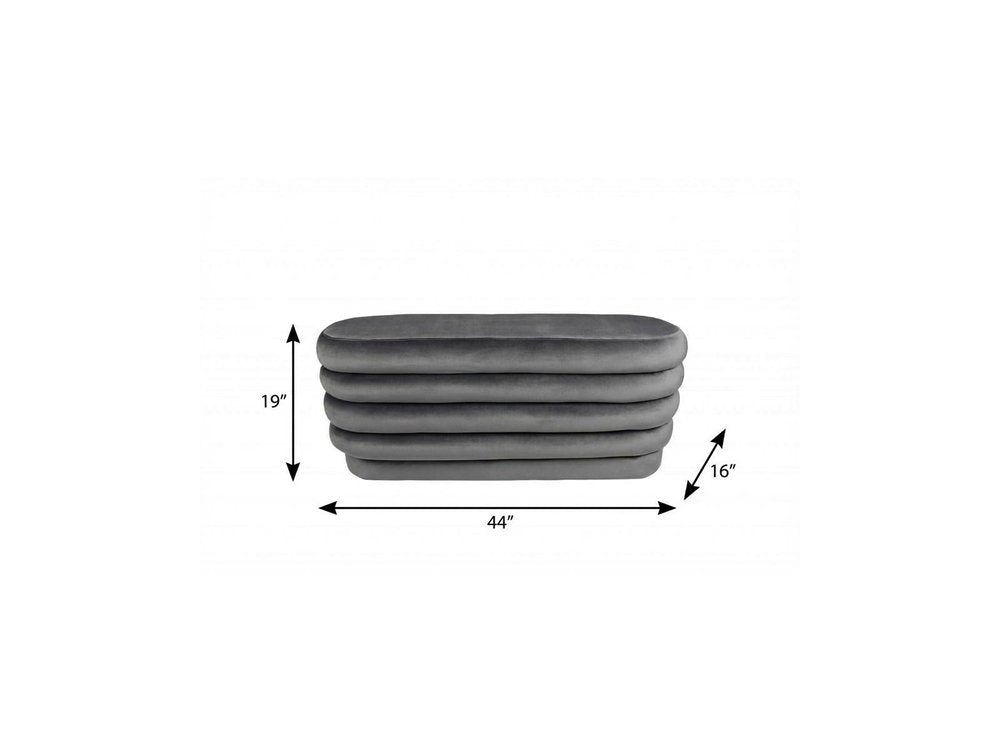 44" Gray Velvet Tufted Oval Ottoman HomeRoots