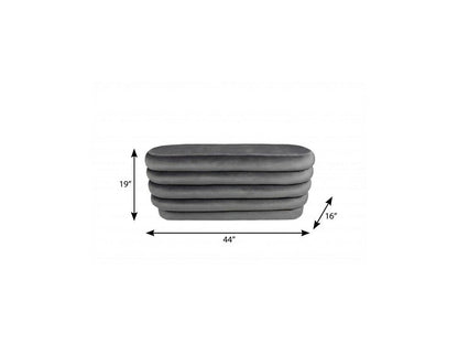 44" Gray Velvet Tufted Oval Ottoman HomeRoots
