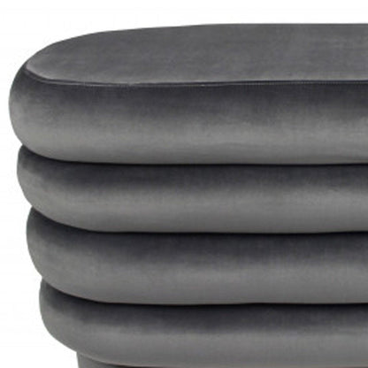 44" Gray Velvet Tufted Oval Ottoman HomeRoots