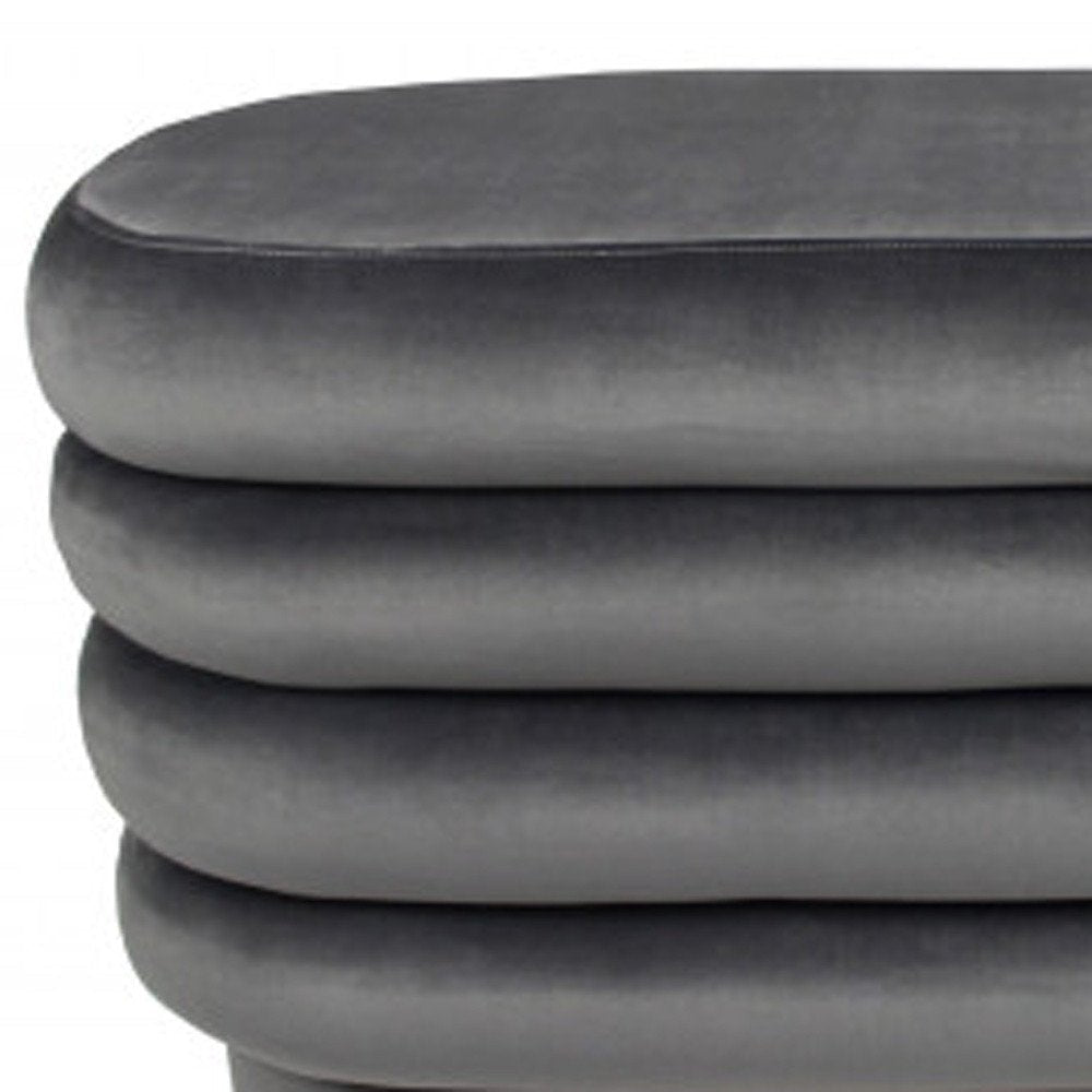 44" Gray Velvet Tufted Oval Ottoman HomeRoots