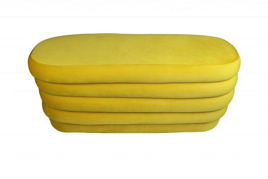 44" Yellow Velvet Tufted Oval Ottoman HomeRoots