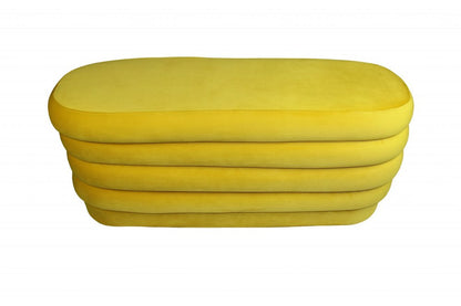 44" Yellow Velvet Tufted Oval Ottoman HomeRoots