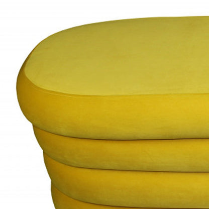 44" Yellow Velvet Tufted Oval Ottoman HomeRoots