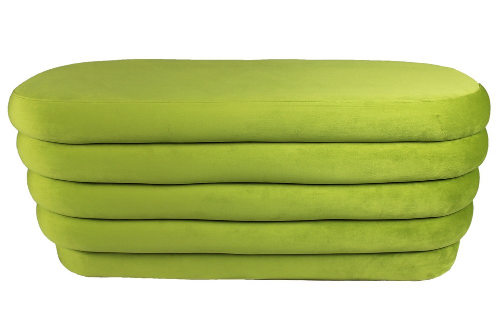 44" Green Velvet Tufted Oval Ottoman HomeRoots