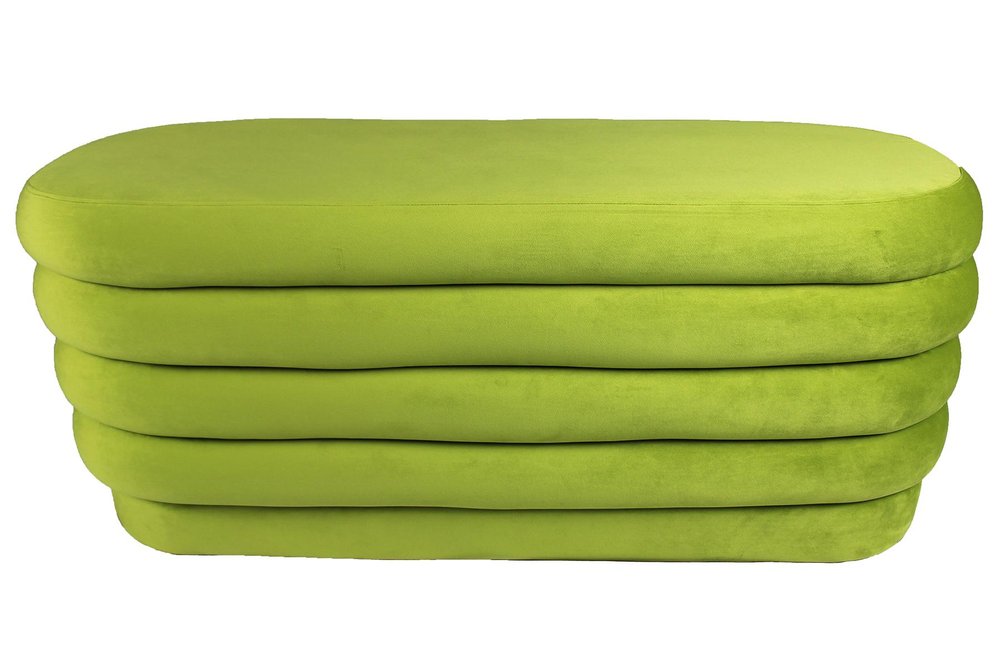44" Green Velvet Tufted Oval Ottoman HomeRoots