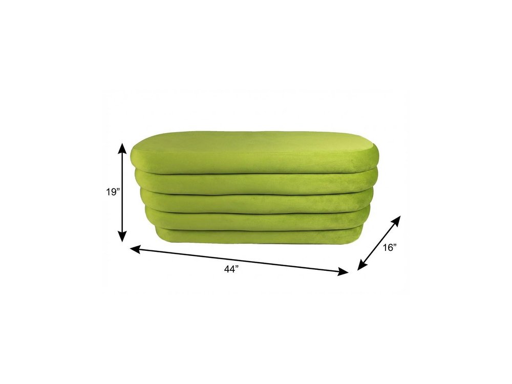 44" Green Velvet Tufted Oval Ottoman HomeRoots