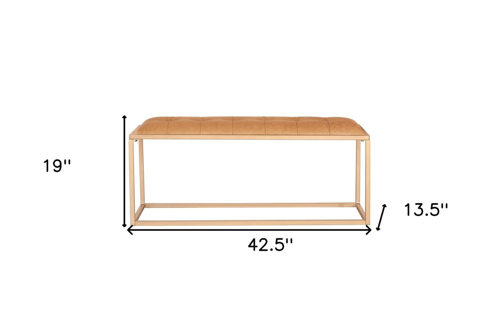 43" Brown And Gold Upholstered Upholstery Bedroom Bench HomeRoots