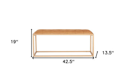 43" Brown And Gold Upholstered Upholstery Bedroom Bench HomeRoots