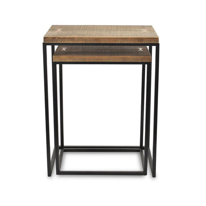 Set of Two 24" Black And Brown Solid Wood Nested Tables HomeRoots