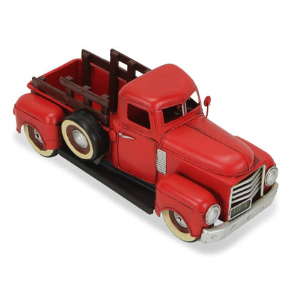 6" Red and Black Metal Hand Painted 1950's Red Truck Model Car HomeRoots