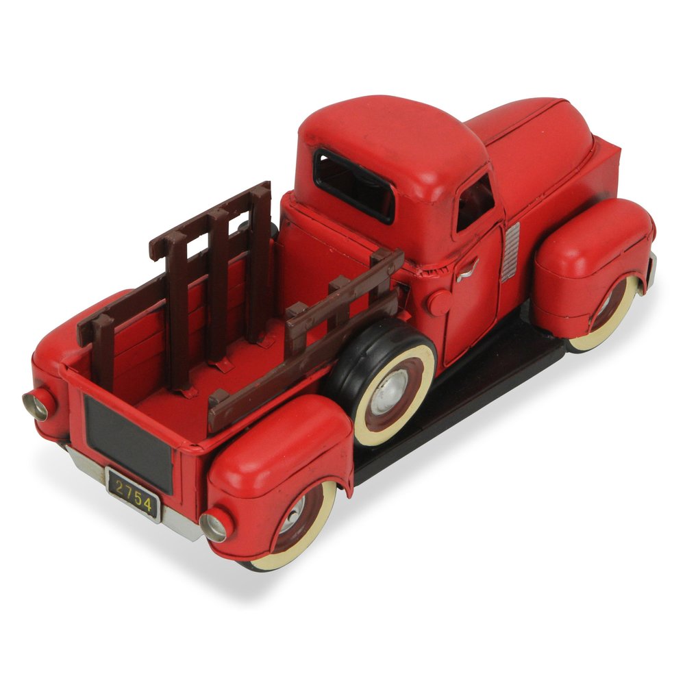 6" Red and Black Metal Hand Painted 1950's Red Truck Model Car HomeRoots