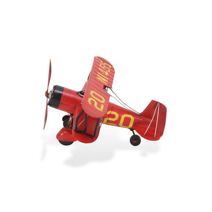 5" Red and Black Metal Hand Painted 1933 G5 Bi Plane Model Airplane HomeRoots
