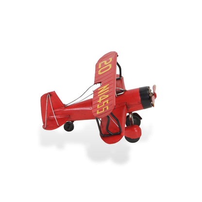 5" Red and Black Metal Hand Painted 1933 G5 Bi Plane Model Airplane HomeRoots