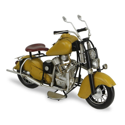 8" Yellow And Black Metal Hand Painted Motorcycle Model Motorcycle HomeRoots