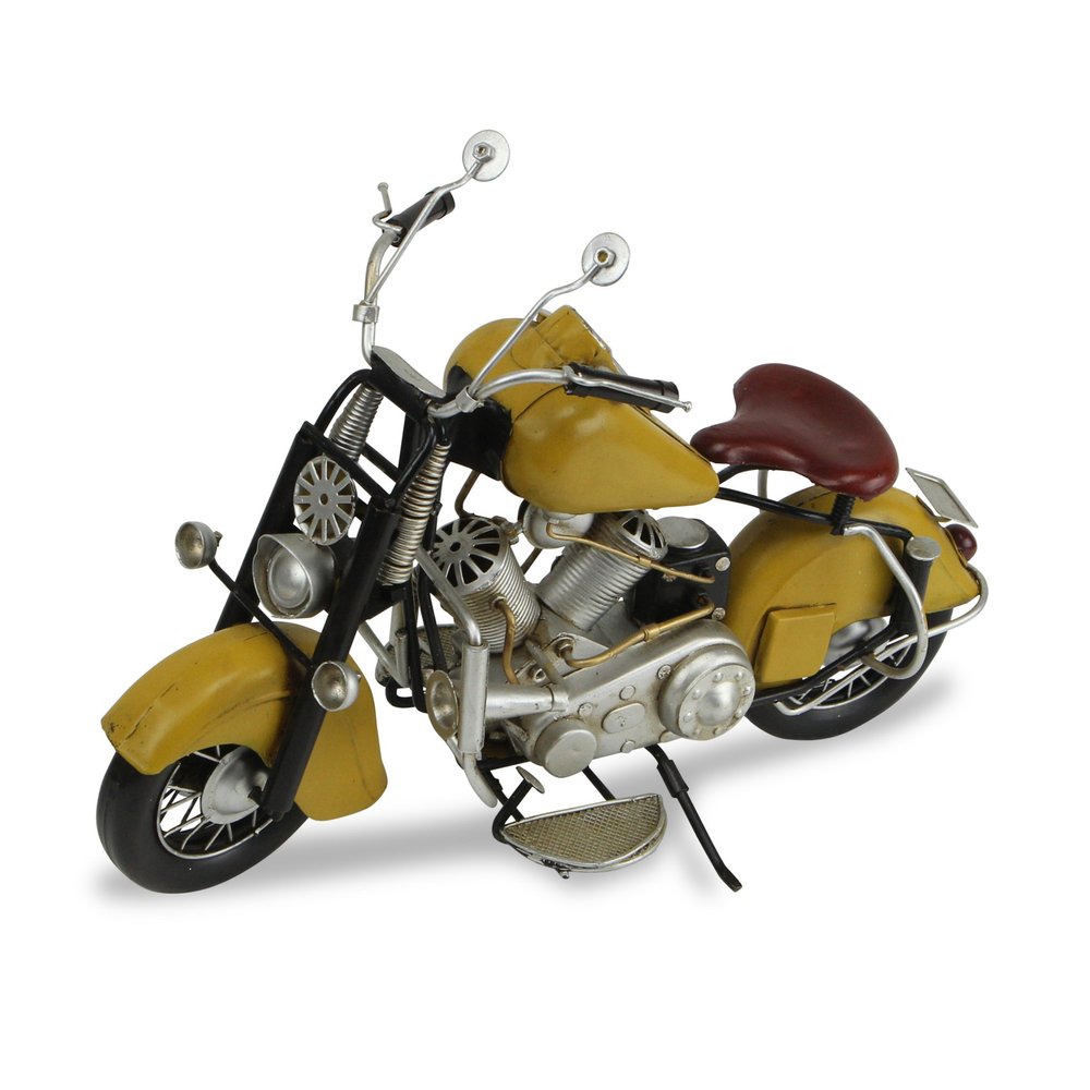 8" Yellow And Black Metal Hand Painted Motorcycle Model Motorcycle HomeRoots