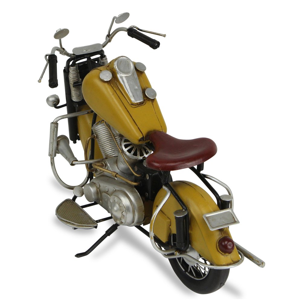 8" Yellow And Black Metal Hand Painted Motorcycle Model Motorcycle HomeRoots