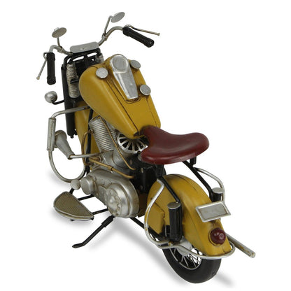 8" Yellow And Black Metal Hand Painted Motorcycle Model Motorcycle HomeRoots