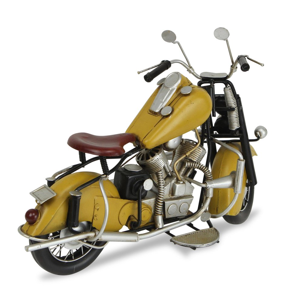 8" Yellow And Black Metal Hand Painted Motorcycle Model Motorcycle HomeRoots