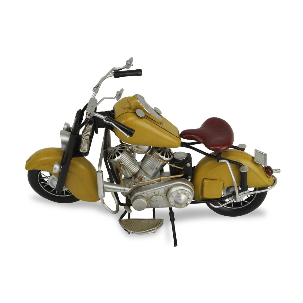8" Yellow And Black Metal Hand Painted Motorcycle Model Motorcycle HomeRoots
